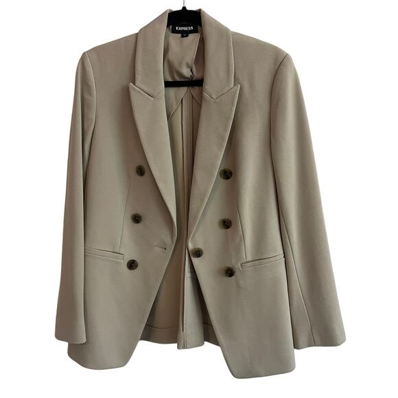 Express Women's Beige Stretch Blazer Jacket Size M Career Work Business - Picture 1 of 9